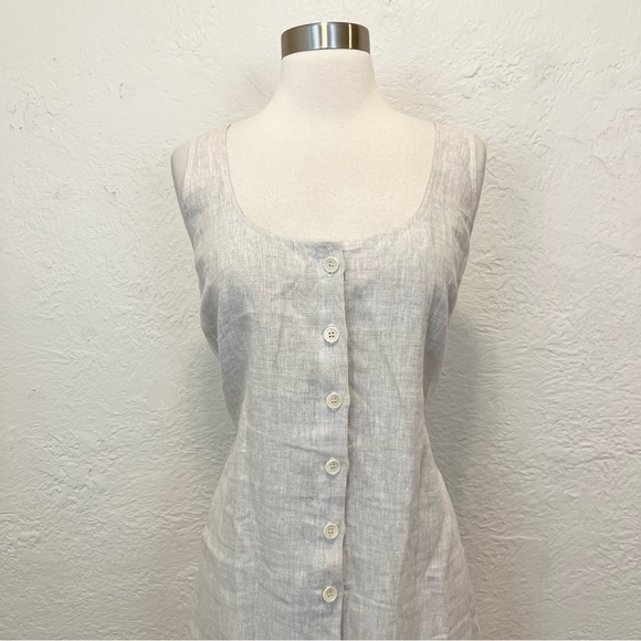 Reformation Grover Linen Dress Beige Oatmeal Midi Maxi Button Front fits XL 12 - Picture 12 of 15